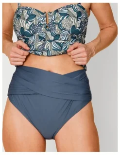 Regatta Oceanic Katie Ruched Cross Front Bikini Bottom in Steel Blue