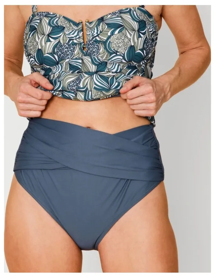 Regatta Oceanic Katie Ruched Cross Front Bikini Bottom in Steel Blue