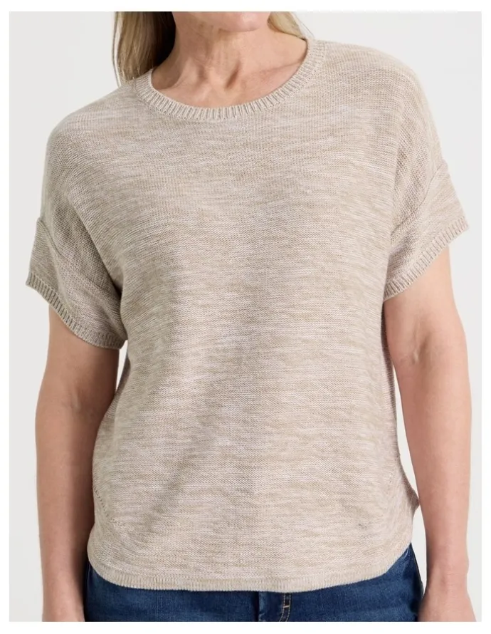 Regatta Petites Knitted Extended Sleeve Top With Boat Neck in Neutral/Ivory Twist