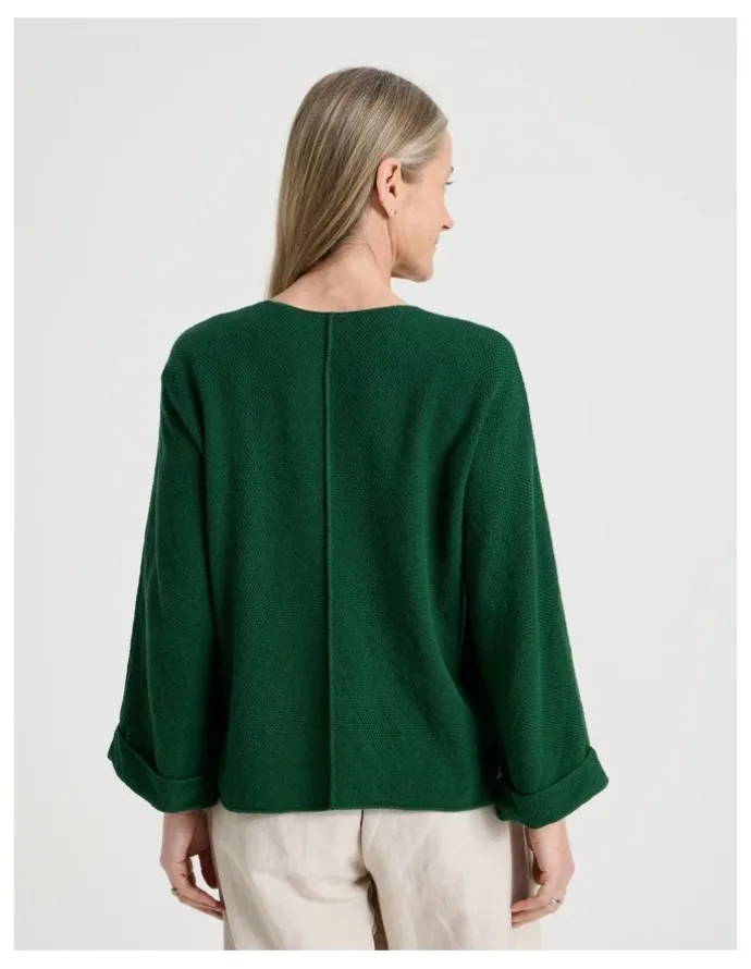 Regatta Petites V Neck Long Sleeve Jumper With Fold Back Cuff in Green