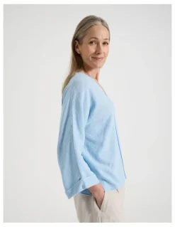 Regatta Petites V Neck Long Sleeve Jumper With Fold Back Cuff in Light Blue