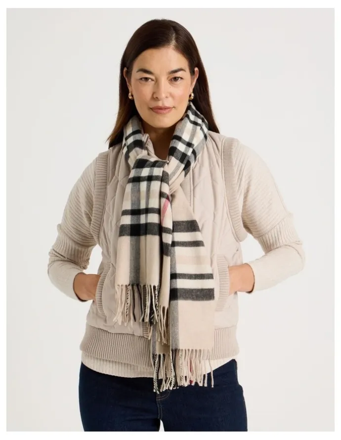 Regatta Plaid Cashmink Winter Scarf in Taupe