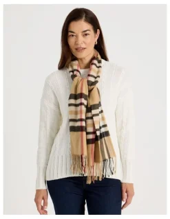 Regatta Plaid Cashmink Winter Scarf in Camel