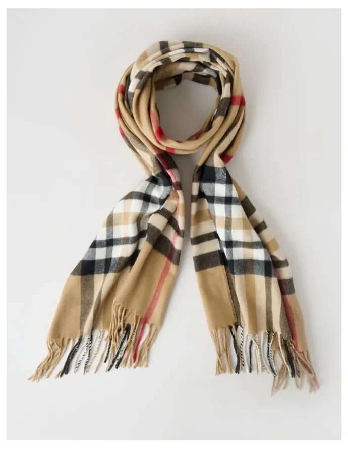 Regatta Plaid Cashmink Winter Scarf in Camel