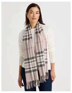 Regatta Plaid Cashmink Winter Scarf in Blush