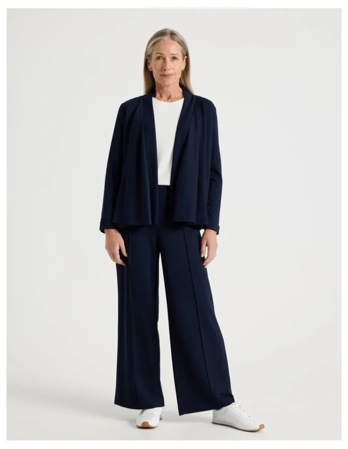 Regatta Pull On Wide Leg Knit Travel Pants in Navy
