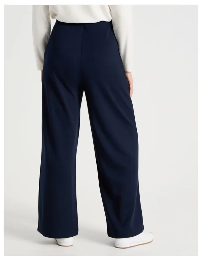 Regatta Pull On Wide Leg Knit Travel Pants in Navy