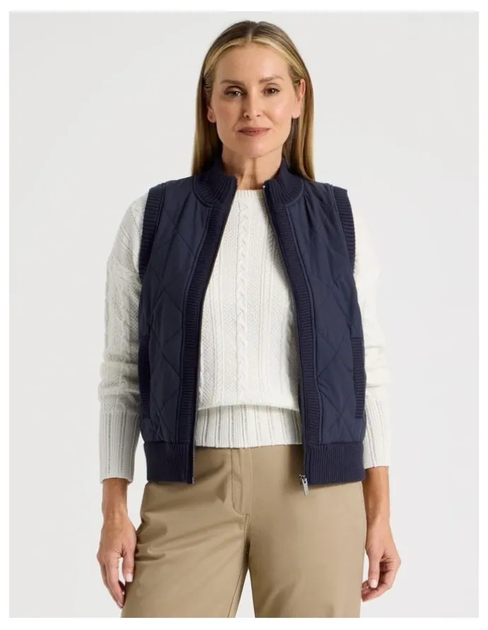 Regatta Quilted Vest With Chunky Ribs in Navy