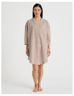Regatta Relax Woven 3/4 Sleeve Long Nightie in Ginger Stripe