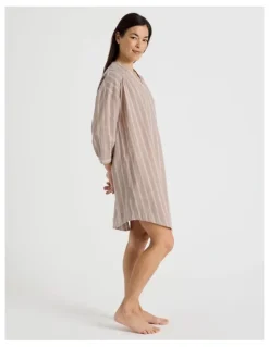 Regatta Relax Woven 3/4 Sleeve Long Nightie in Ginger Stripe
