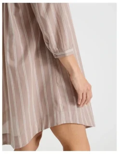 Regatta Relax Woven 3/4 Sleeve Long Nightie in Ginger Stripe