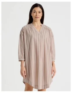 Regatta Relax Woven 3/4 Sleeve Long Nightie in Ginger Stripe