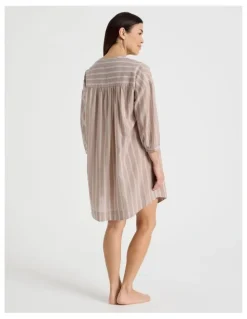 Regatta Relax Woven 3/4 Sleeve Long Nightie in Ginger Stripe