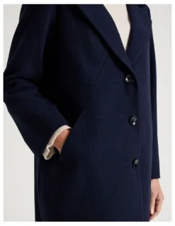 Regatta Rever Collar Coat With Diagonal Seams in Navy