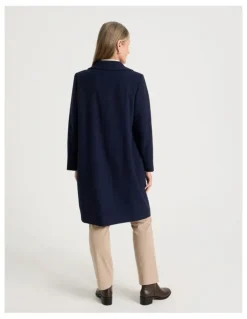 Regatta Rever Collar Coat With Diagonal Seams in Navy