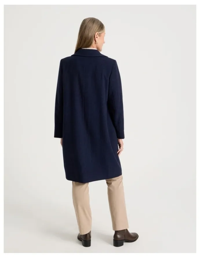 Regatta Rever Collar Coat With Diagonal Seams in Navy