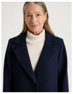 Regatta Rever Collar Coat With Diagonal Seams in Navy