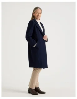 Regatta Rever Collar Coat With Diagonal Seams in Navy