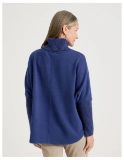 Regatta Rib Sleeve Circle Sweat in Cobalt Marle
