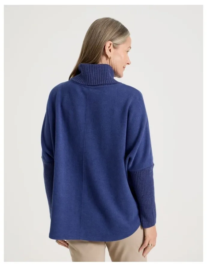 Regatta Rib Sleeve Circle Sweat in Cobalt Marle