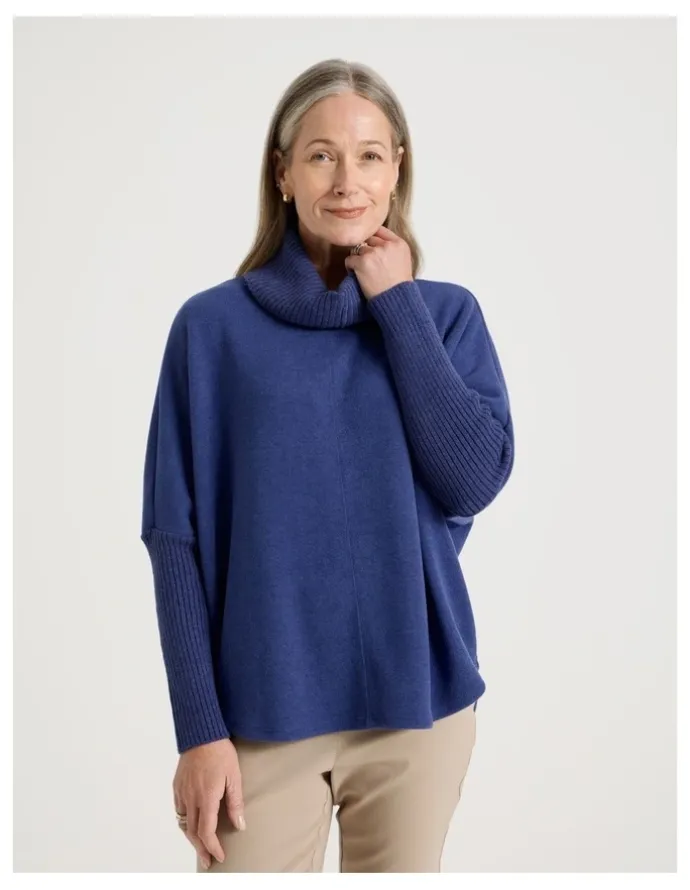Regatta Rib Sleeve Circle Sweat in Cobalt Marle