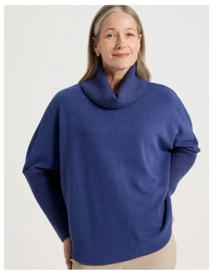 Regatta Rib Sleeve Circle Sweat in Cobalt Marle