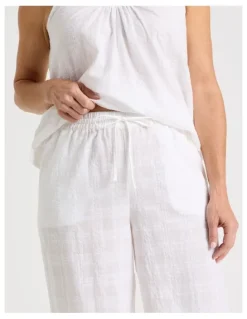 Regatta Seersucker 7/8 Woven Sleep Pants in White
