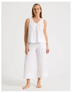 Regatta Seersucker 7/8 Woven Sleep Pants in White