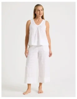 Regatta Seersucker Sleeveless Pyjama Top in White