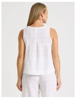 Regatta Seersucker Sleeveless Pyjama Top in White
