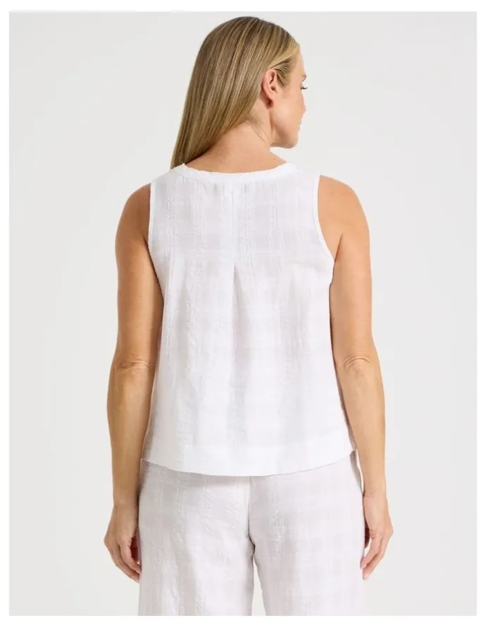 Regatta Seersucker Sleeveless Pyjama Top in White