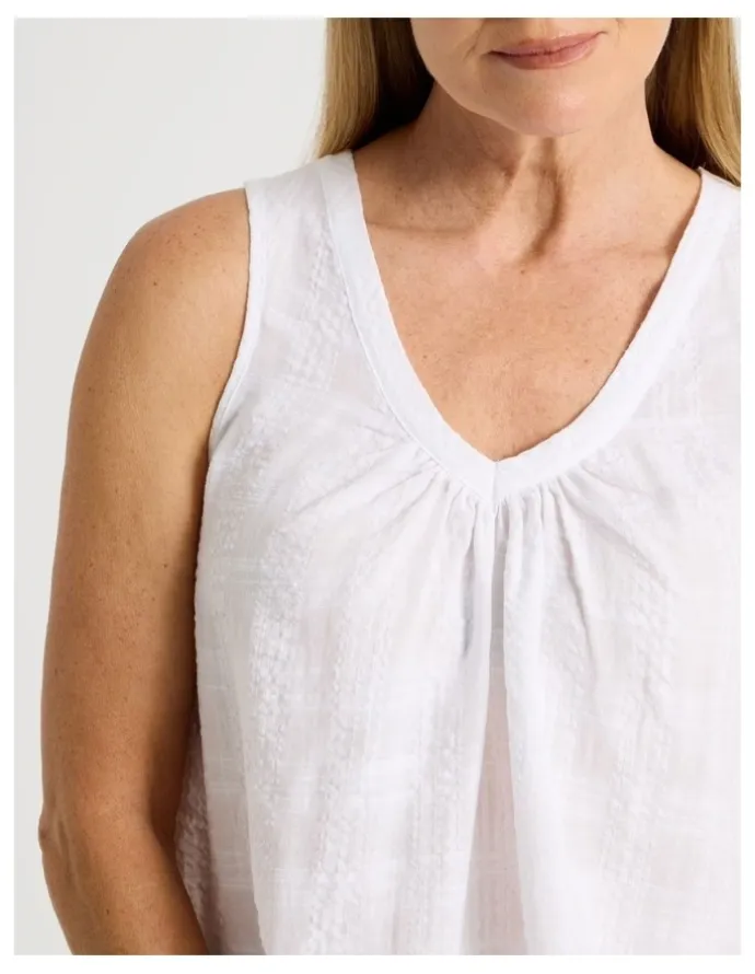 Regatta Seersucker Sleeveless Pyjama Top in White