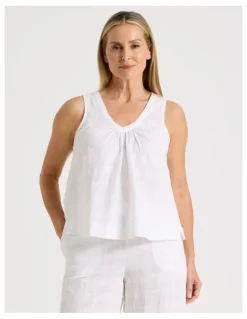 Regatta Seersucker Sleeveless Pyjama Top in White