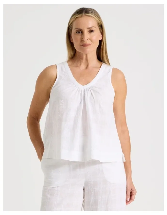 Regatta Seersucker Sleeveless Pyjama Top in White