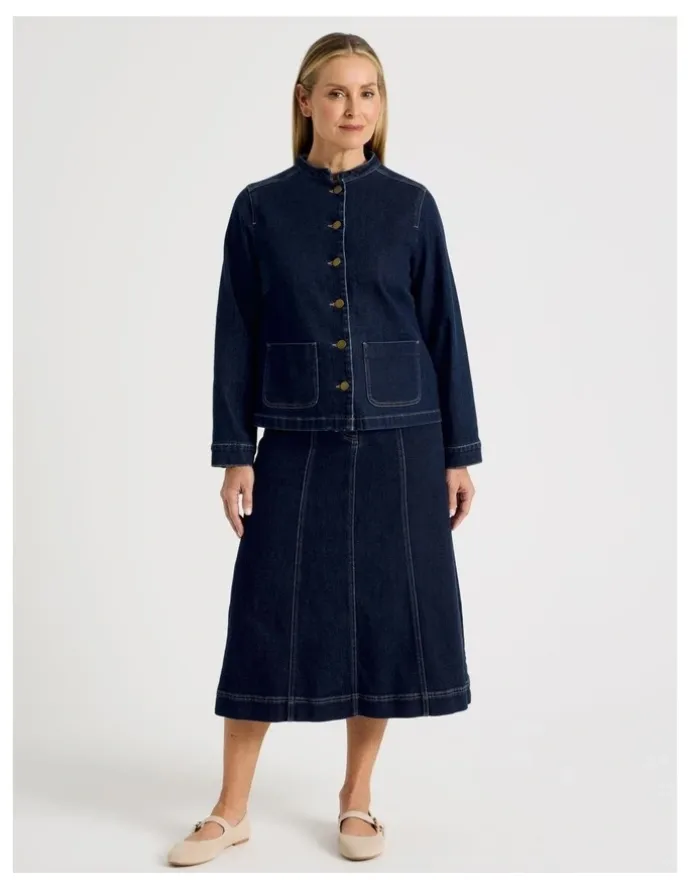 Regatta Stand Collar Denim Jacket in Indigo