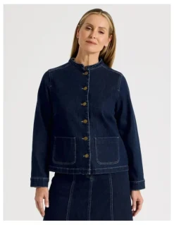 Regatta Stand Collar Denim Jacket in Indigo