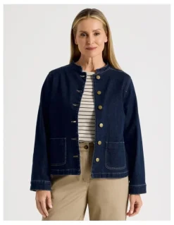 Regatta Stand Collar Denim Jacket in Indigo