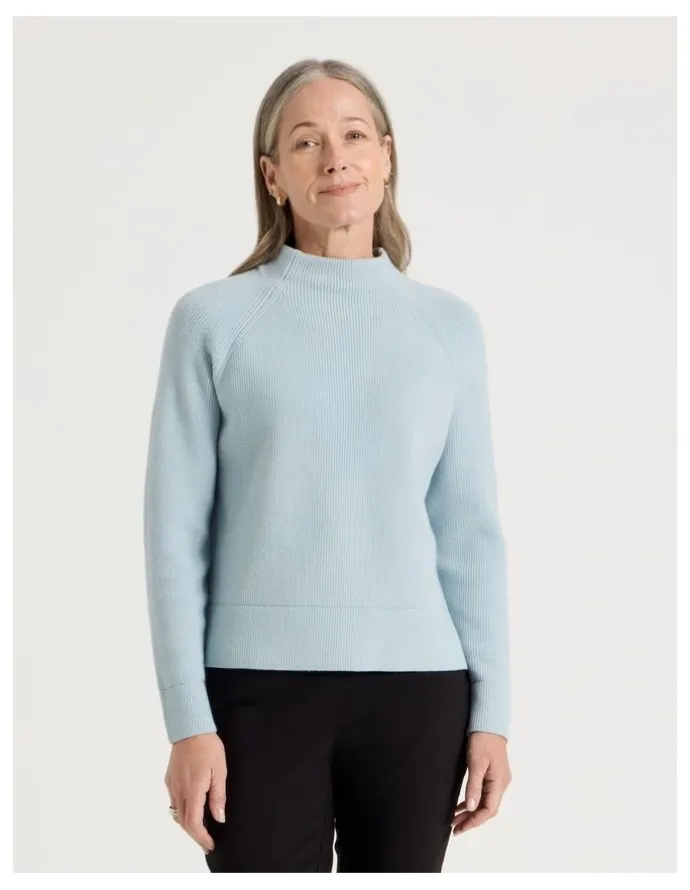 Regatta Stand Collar Raglan Sleeve Jumper in Light Blue