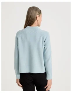 Regatta Stand Collar Raglan Sleeve Jumper in Light Blue