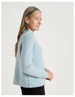 Regatta Stand Collar Raglan Sleeve Jumper in Light Blue