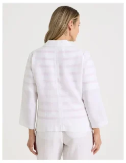 Regatta Unlined Linen 3/4 Sleeve Double Breasted Jacket in White