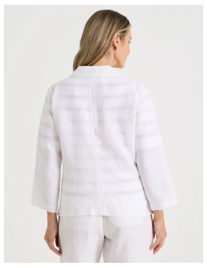 Regatta Unlined Linen 3/4 Sleeve Double Breasted Jacket in White
