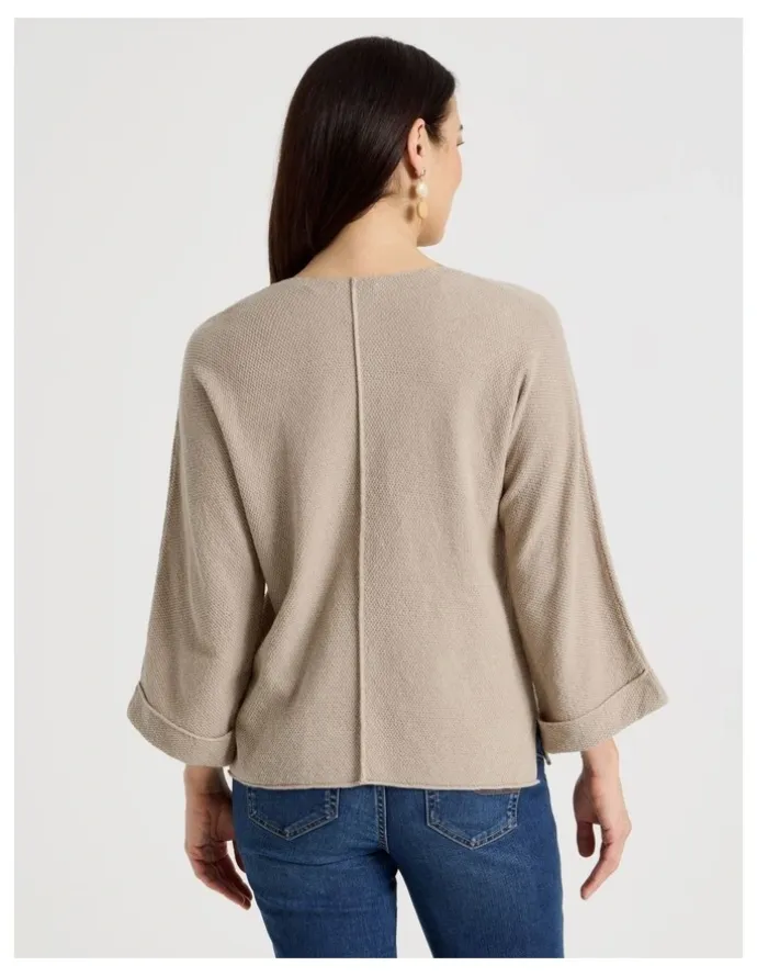 Regatta V Neck Long Sleeve Jumper With Fold Back Cuff in Neutral