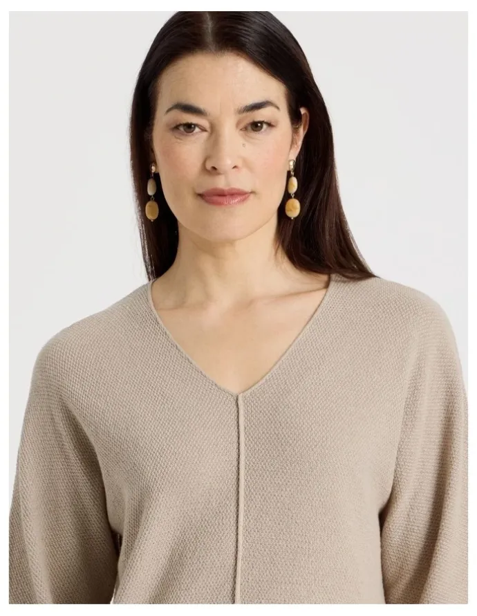 Regatta V Neck Long Sleeve Jumper With Fold Back Cuff in Neutral