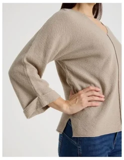 Regatta V Neck Long Sleeve Jumper With Fold Back Cuff in Neutral