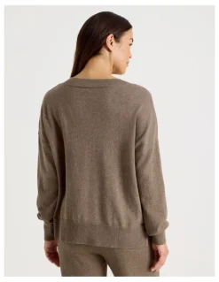 Regatta V-Neck Long Sleeve Knit Sleep Top in Malt Marle