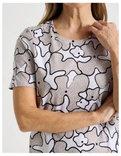 Regatta Wardrobe Staple Short Sleeve Tee in White/Neutral Spot Abstract Floral