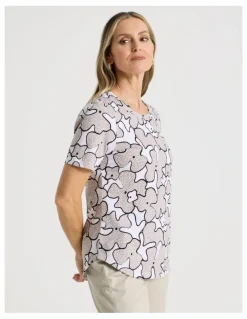 Regatta Wardrobe Staple Short Sleeve Tee in White/Neutral Spot Abstract Floral