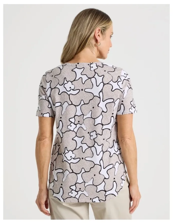 Regatta Wardrobe Staple Short Sleeve Tee in White/Neutral Spot Abstract Floral