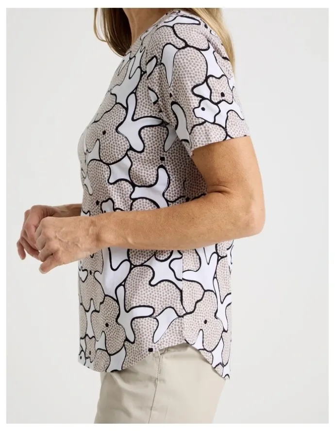 Regatta Wardrobe Staple Short Sleeve Tee in White/Neutral Spot Abstract Floral